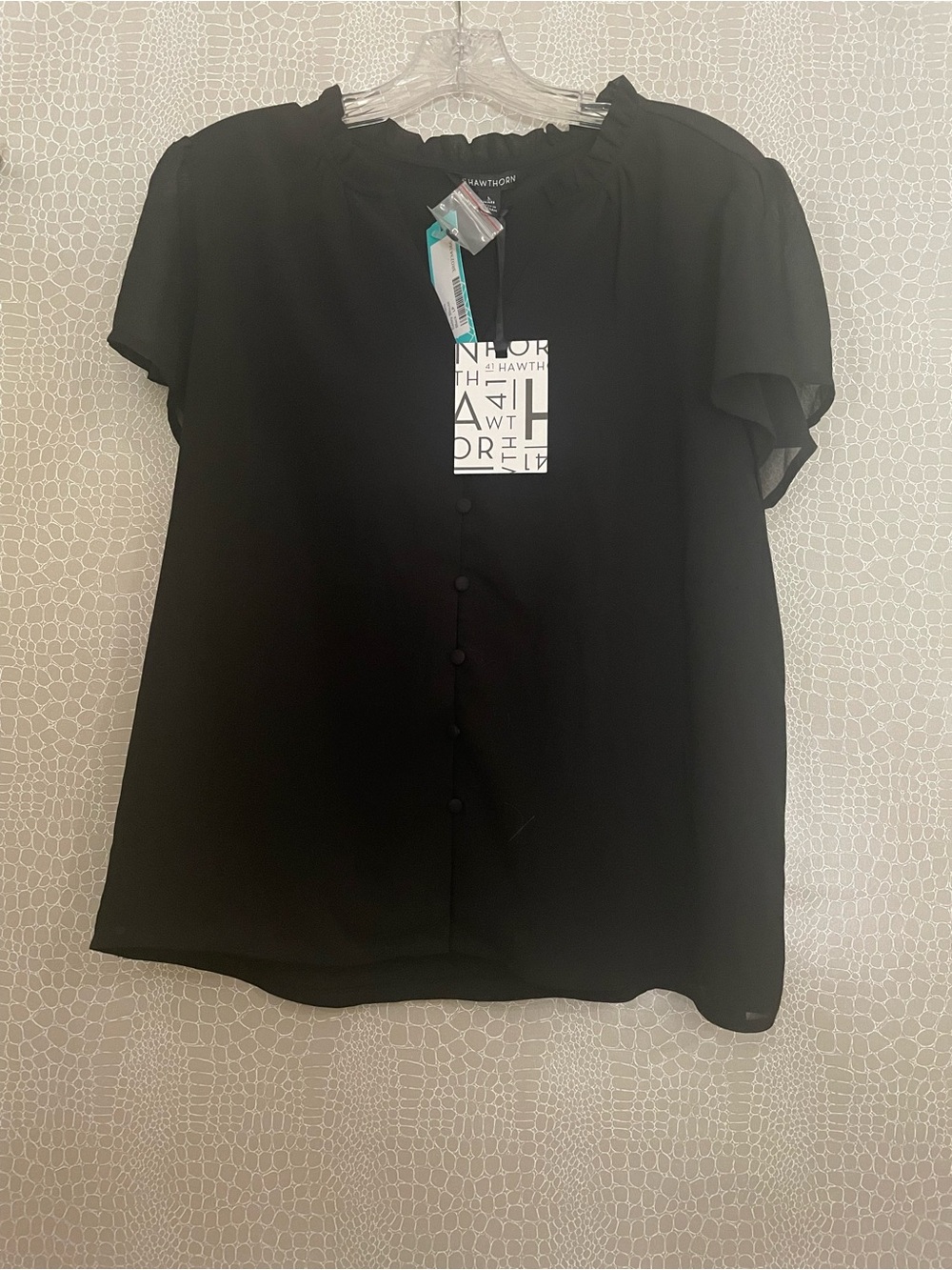 41 Hawthorn Black Ruffle Neck Button-Front Bailey Blouse NWT - Stitch Fix